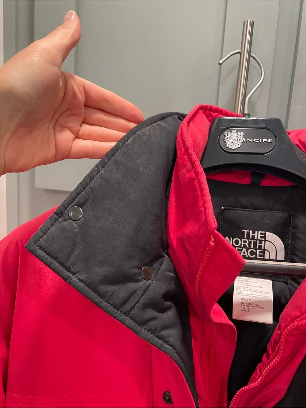 The North Face vintage Red Puffer Jacket with Black Collar